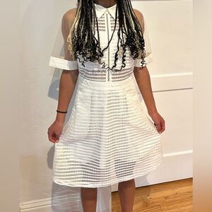White Self-Portrait Pattern Play Lace Dress